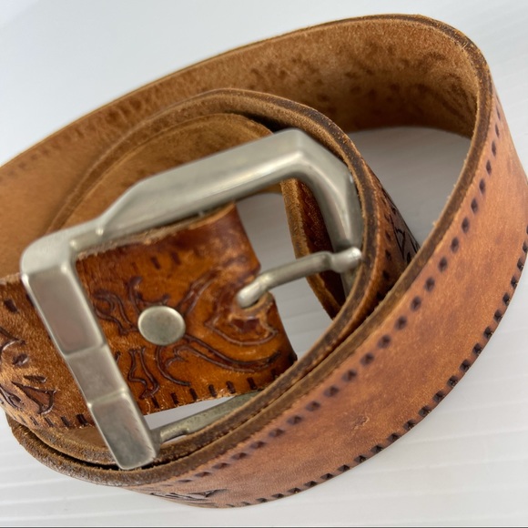 Leather Brown Pattern Boho Belt 92cm - Picture 2 of 7